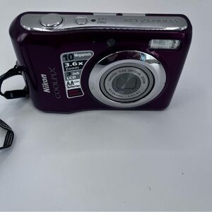 Nikon COOLPIX Dark Red Digital Camera L20 Cords NO CARD OR AA BATTERIES